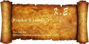 Kupka Elemér névjegykártya
